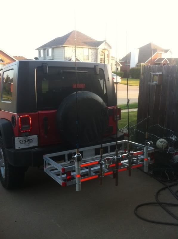 hitch cargo carrier with rod holders