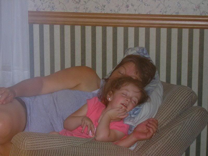 Hailey and my mom napping in the chair