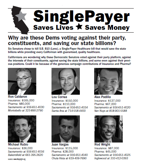 6 blue dog senators against single payer