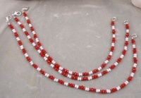Red and White Faceted Bead Ankle Bracelet or Doll Necklace Red and White Faceted Bead Ankle Bracelet or Doll Necklace