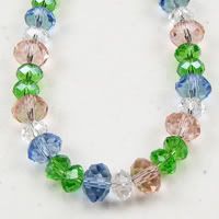 Faceted, Peachish-pink, blue, green and clear Glass Bracelet
