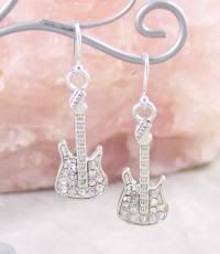 Sparkly Rhinestone Guitar Earrings Sparkly Rhinestone Guitar Earrings