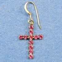 Cute, 14 kt. Gold Filled, Pink Cross Earrings