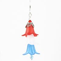 Red, White and Blue Petunia with Crystals Earrings Red, White and Blue Petunia with Crystals Earrings
