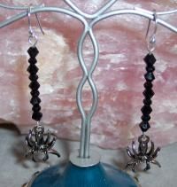 Faceted Black Beads with Black Spider Earrings Faceted Black Beads with Black Spider Earrings