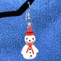 Cute, Glass Snowman with Red Hat Earrings.