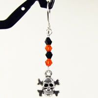 Black and Orange Skull and Crossbones Earrings Black and Orange Skull and Crossbones Earrings