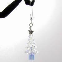 Beautiful, 4 Tiered, Crystal AB, Christmas Tree Earrings with Star.