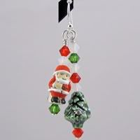 Ceramic Santa and Tree with Swarovski Crystals Earrings