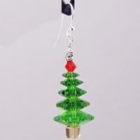 Beautiful, 5 Tiered, Fern Green, Christmas Tree Earrings with Stars