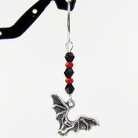 Blood Red and Black Bat Earrings.