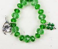Sparkling Green Faceted Crystal Bracelet with 2 Shamrock Charms Sparkling Green Faceted Crystal Bracelet with 2 Shamrock Charms