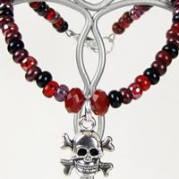 Red, Black, Purple Skull and Crossbones Bracelet Red, Black, Purple Skull and Crossbones Bracelet