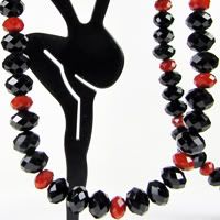 Blood Red and Black Faceted Necklace