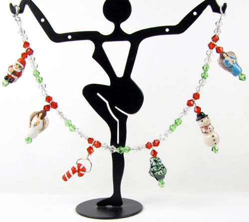 Red, Green, Clear Crystals with Christmas Charms Bracelet Red, Green, Clear Crystals with Christmas Charms Bracelet