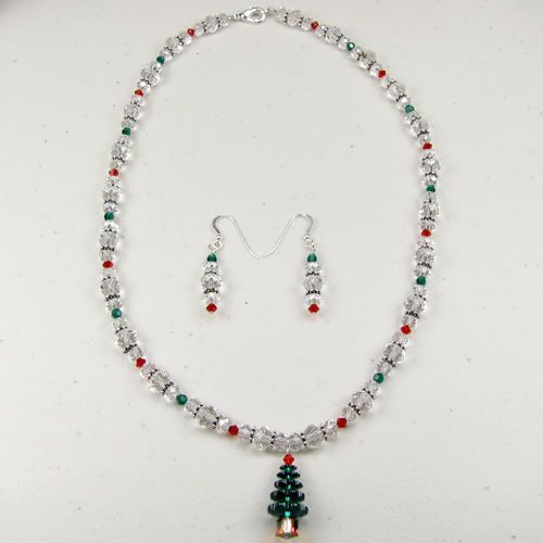 Swarovski Crystals, Beautiful Faceted Pressed Glass Beads and a Swarovski Tree Necklace with Earring