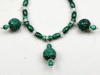 Malachite and Rainbow Moonstone with 3 Pendants Necklace