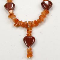 Carnelian Chip and Heart Necklace.