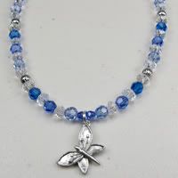 Pretty, Faceted Crystal and Butterfly Necklace