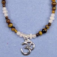 Tiger Eye, Rose Quartz and OM Pendant Necklace.