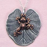 Cute Copper Frog on a Lily Pad Necklace Cute Copper Frog on a Lily Pad Necklace