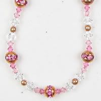 Beautiful, Copper and Rose Crystal Beads Necklace with Magnetic Clasp