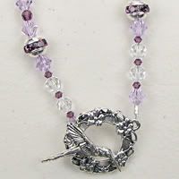 Hummingbird Wreath Clasp with Shades of Lavender Necklace