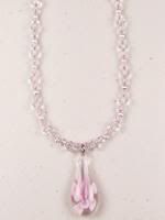 Sterling Silver, Sparkly Pink and Clear Faceted Cut Glass Necklace with Pendant.
