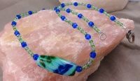 Blue and Green Bead Pendant Necklace Blue and Green Bead Pendant Necklace