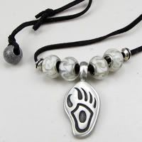 Black Leather with Pewter Bear Claw Necklace Black Leather with Pewter Bear Claw Necklace