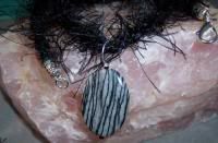 Black on Black Cord Necklace with Zebra Jasper Pendant Necklace Black on Black Cord Necklace with Zebra Jasper Pendant Necklace