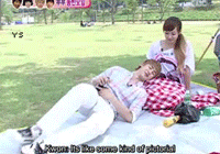 Nichkhun lying on Victoria's lap Pictures, Images and Photos