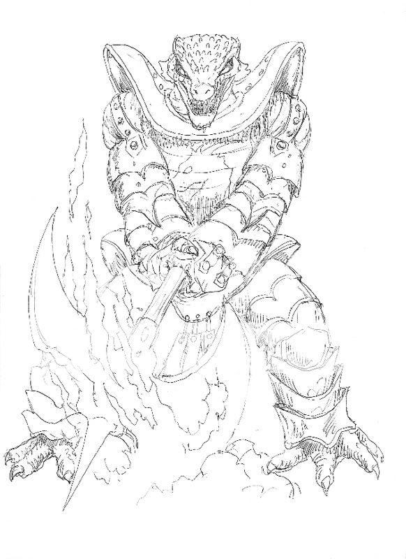 Dragonborn Paladin Sketch Coloring Page